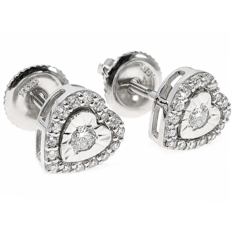 14K Gold Heart Shape Stud Earrings, view 2