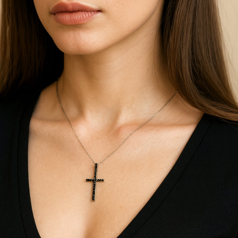 Silver Black Diamond Cross Set, photo 8 of 8