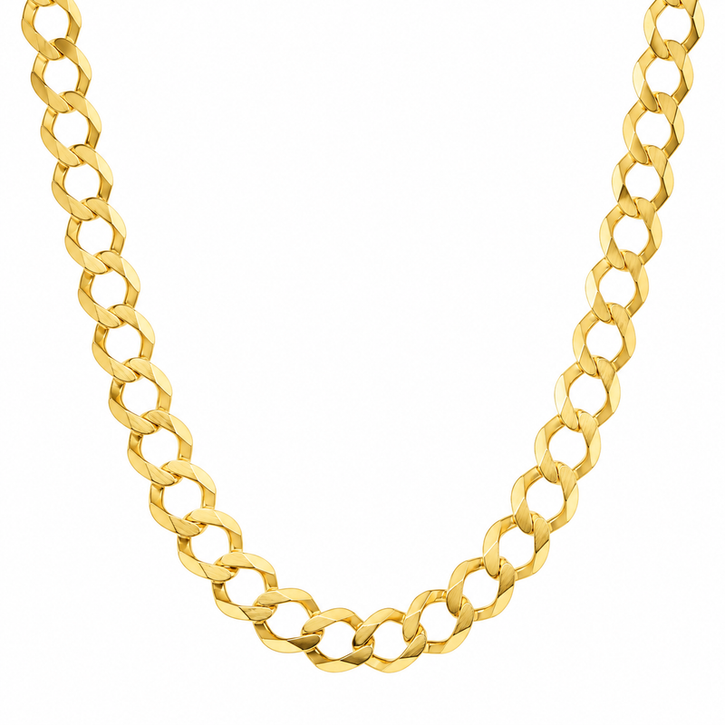 14K Yellow Gold Solid Curb Chain 5.4mm