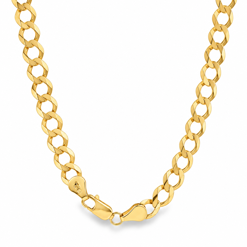 14K Yellow Gold Solid Curb Chain 5.4mm, view 4