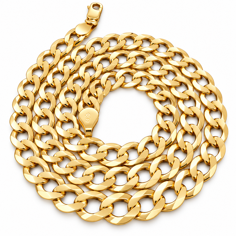 14K Yellow Gold Solid Curb Chain 5.4mm, view 6