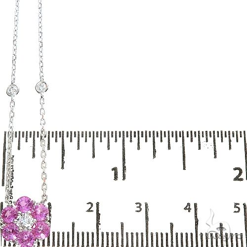14K Gold Cherry Blossom Sapphire Diamond Flower Necklace, photo 6 of 6
