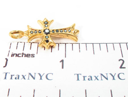 22K Gold Black Diamond Cross Crucifix Pendant, photo 7 of 8