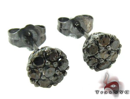 14K Gold Cluster Black Diamond Stud Earrings, photo 2 of 7