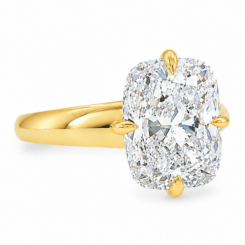Compass Cushion Engagement Ring in 14K gold, view 5