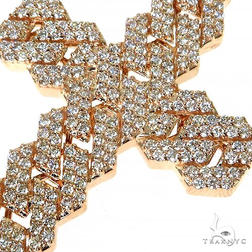14K Gold Cuban Link Diamond Cross Set, photo 3 of 8