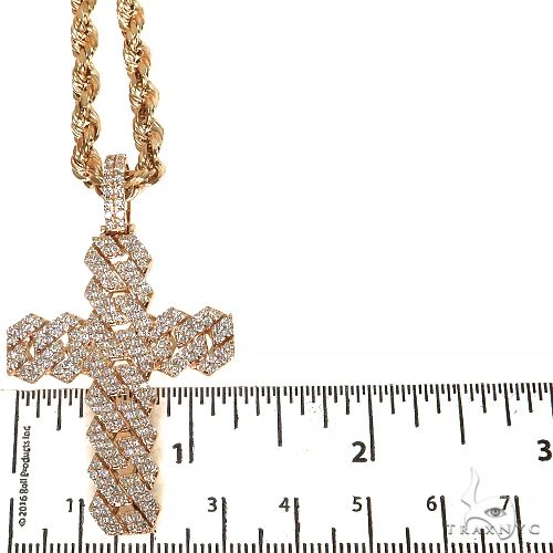 14K Gold Cuban Link Diamond Cross Set, photo 5 of 8