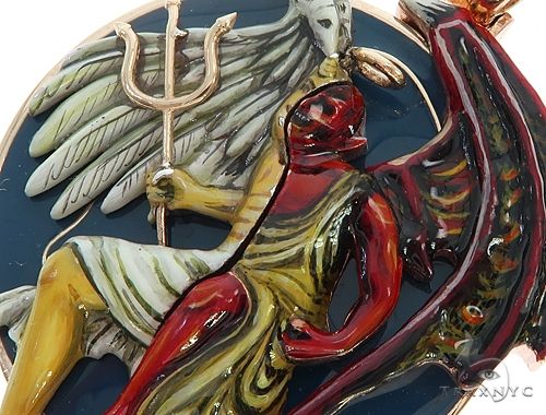 Custom 14K Yellow Gold Angel and Demon Charm Pendant, photo 4 of 7