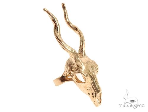 Custom 14K Yellow Gold Antelope Skull Ring, photo 3 of 8