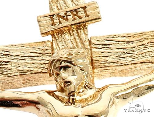 Custom 18K Yellow Gold Jesus Cross Charm Pendant, photo 5 of 10