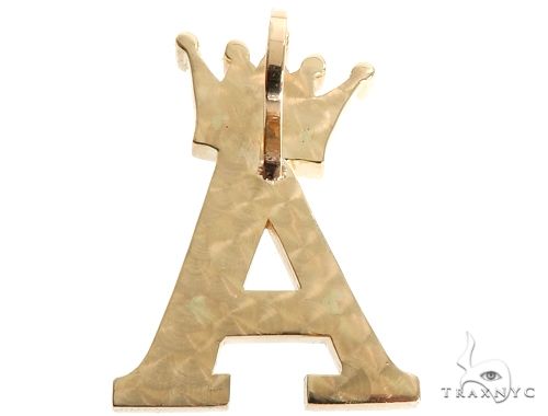 10K Gold Custom Crowned Initial A Letter Diamond Pendant, photo 3 of 9