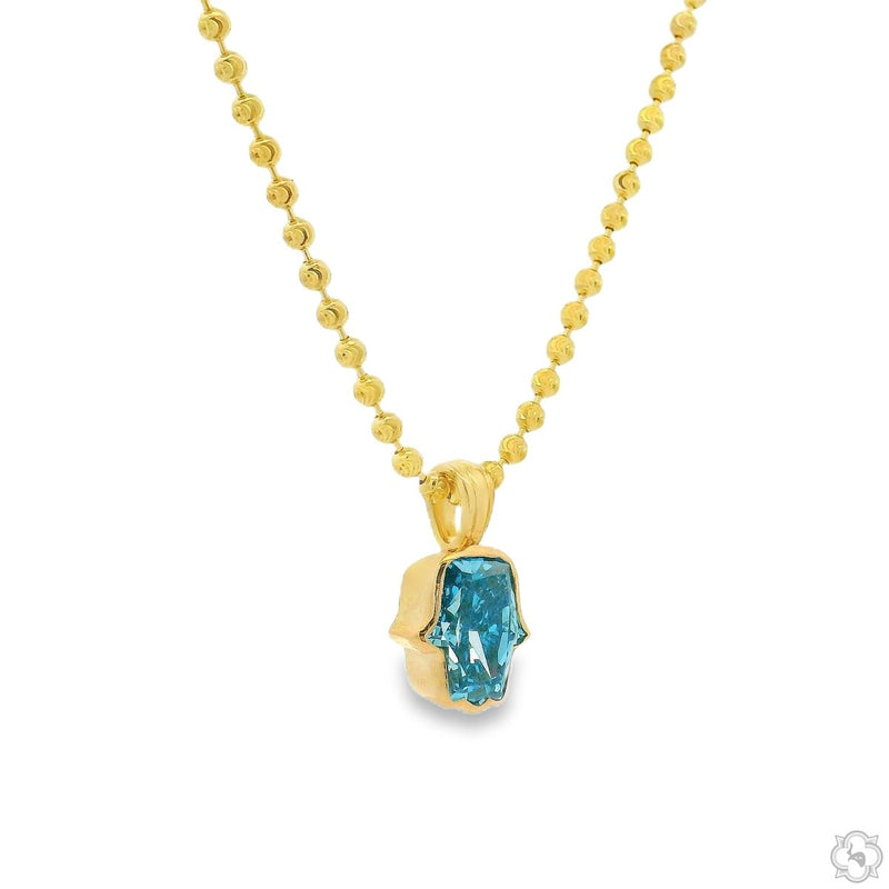 14K Gold Custom Cut Lab-Grown Diamond Hamsa Pendant, photo 2 of 8