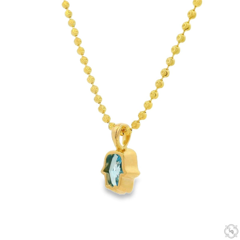 14K Gold Custom Cut Lab-Grown Diamond Hamsa Pendant, photo 3 of 8