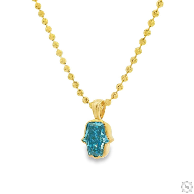 14K Gold Custom Cut Lab-Grown Diamond Hamsa Pendant, photo 4 of 8