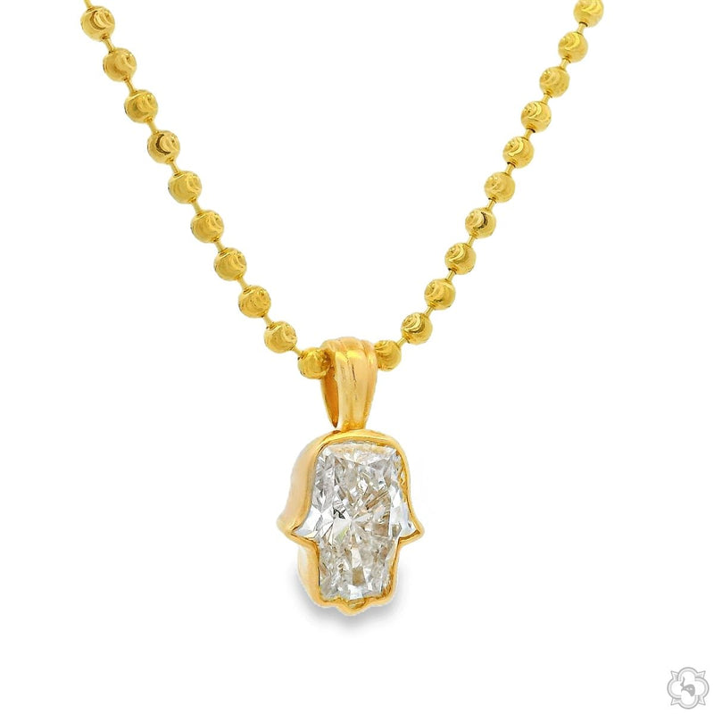 14K Gold Custom Cut Lab-Grown Diamond Hamsa Pendant, photo 2 of 5