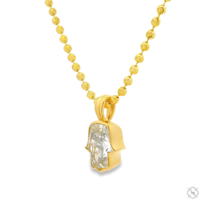 14K Gold Custom Cut Lab-Grown Diamond Hamsa Pendant, photo 4 of 5