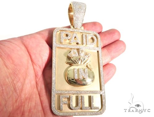 14K Gold Custom Diamond Pendant - Paid In Full, photo 6 of 8