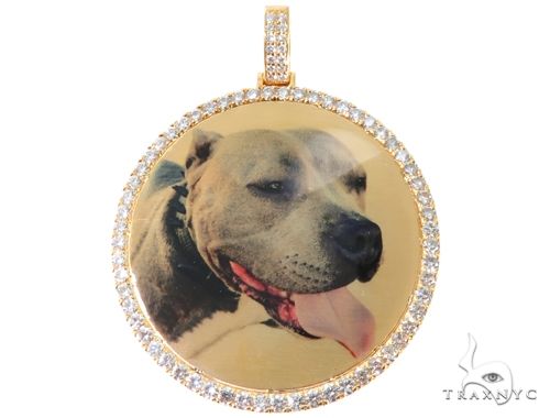 14K Yellow Gold Customizable Photo Pendant 2.5 inches 64013 | TraxNYC