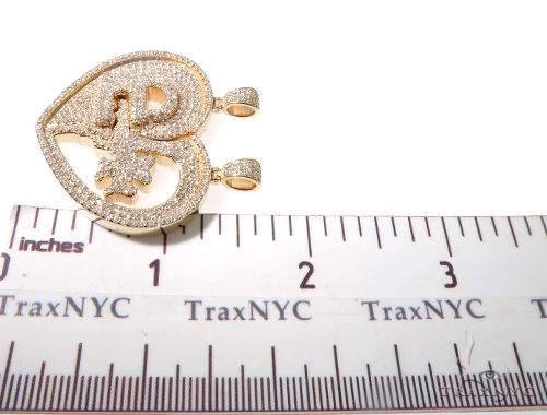 Custom Flower-Set Diamonds Key & Lock Heart Pendant 64090 - Image 8