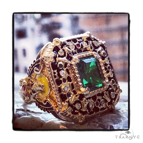 18K Gold Custom Emerald Angel Ring, photo 7 of 13