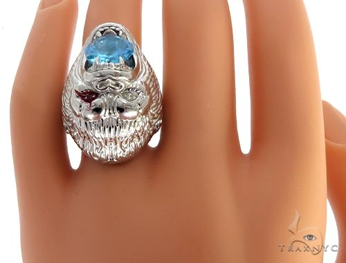 Custom 14K White Gold Diamond Gorilla Pinky Ring, photo 6 of 8