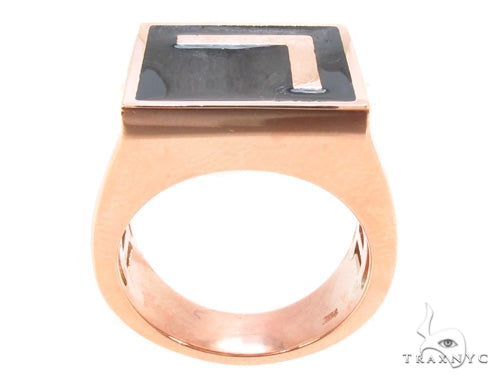 14K Gold Custom L Initial Enamel Ring, photo 4 of 6