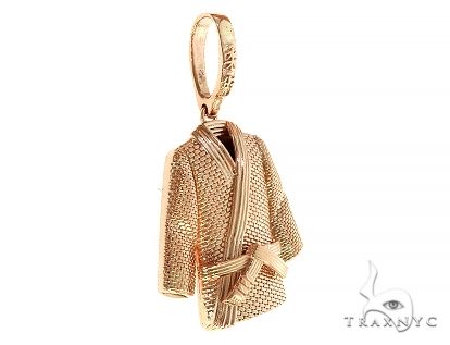 14K rose gold men’s gi pendant with detailed textured martial arts uniform design