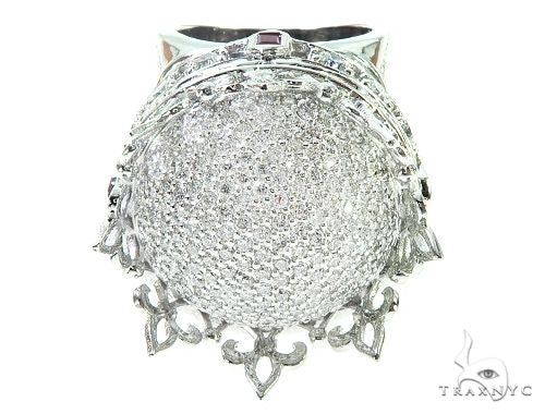 Custom Made 14K White Gold Prong Diamond Royal Crown Ring, photo 3 of 10