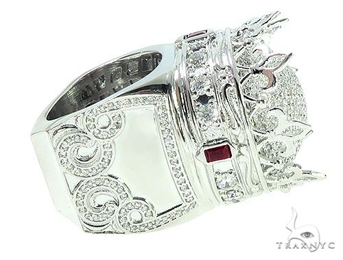Custom Made 14K White Gold Prong Diamond Royal Crown Ring, photo 5 of 10