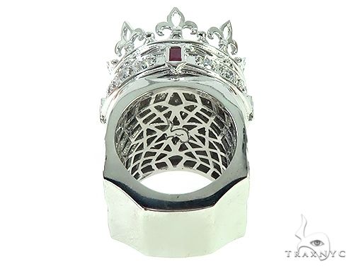 Custom Made 14K White Gold Prong Diamond Royal Crown Ring, photo 6 of 10