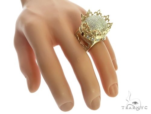 Custom Made 14K Yellow Gold Prong Diamond Royal Crown Ring, photo 5 of 13