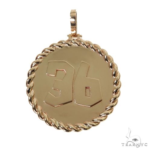 Custom '36' number pendant in gold – front-facing view of bold numeral design