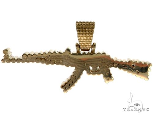 14K Gold Custom Made AK-47 Assault Rifle Pendant, photo 4 of 8
