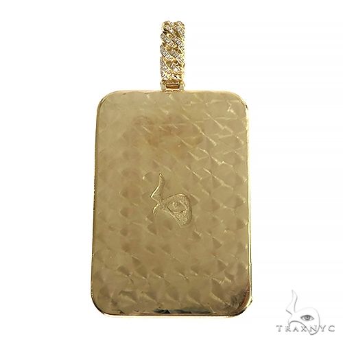 14K Gold Custom Made Allah Diamond Miami Cuban Frame Pendant, photo 3 of 8