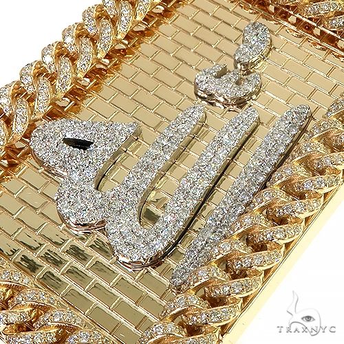 14K Gold Custom Made Allah Diamond Miami Cuban Frame Pendant, photo 4 of 8