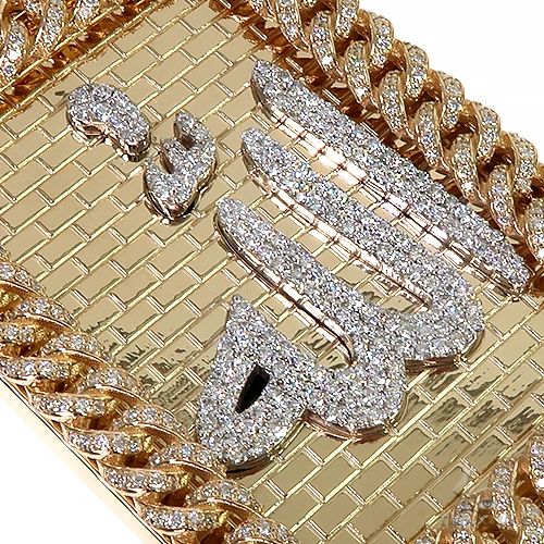 14K Gold Custom Made Allah Diamond Miami Cuban Frame Pendant, photo 6 of 8