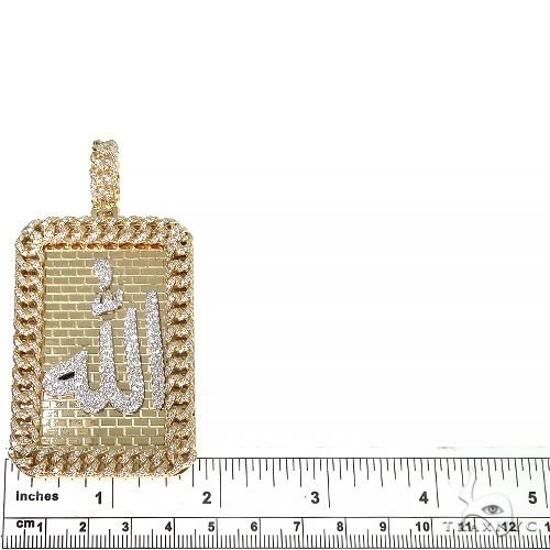 14K Gold Custom Made Allah Diamond Miami Cuban Frame Pendant, photo 7 of 8