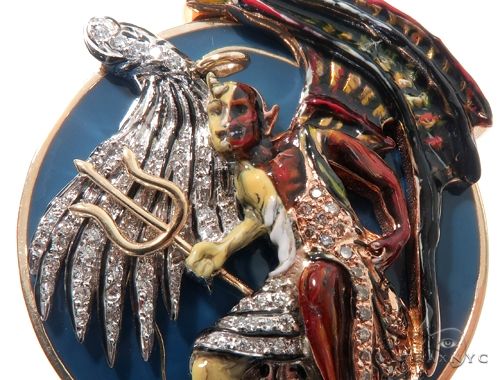 14K Gold Custom Made Angel and Demon Diamond Pendant, photo 6 of 10