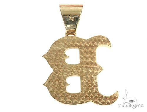14K Gold Custom Made B Initial Diamond Pendant, photo 3 of 6
