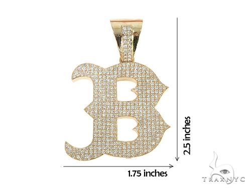 14K Gold Custom Made B Initial Diamond Pendant, photo 6 of 6