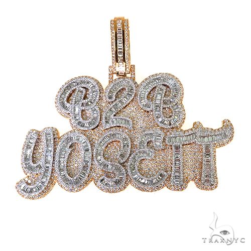 Custom baguette diamond pendant, front view – channel-set baguette stones in geometric arrangement