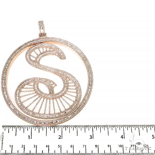 14K Gold Custom Made Baguette Diamond Initial 'S' Pendant, photo 5 of 6
