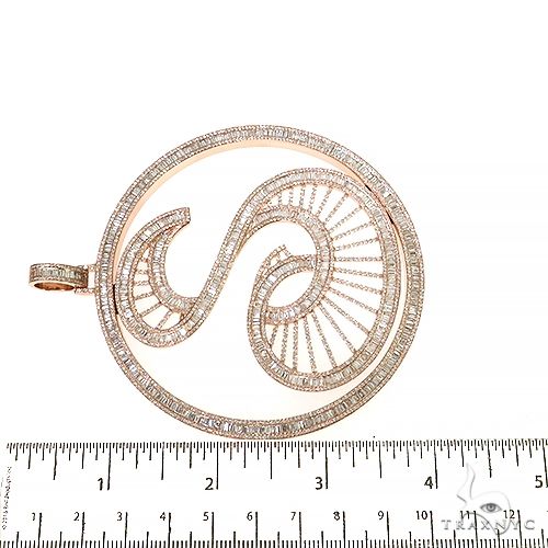 14K Gold Custom Made Baguette Diamond Initial 'S' Pendant, photo 6 of 6