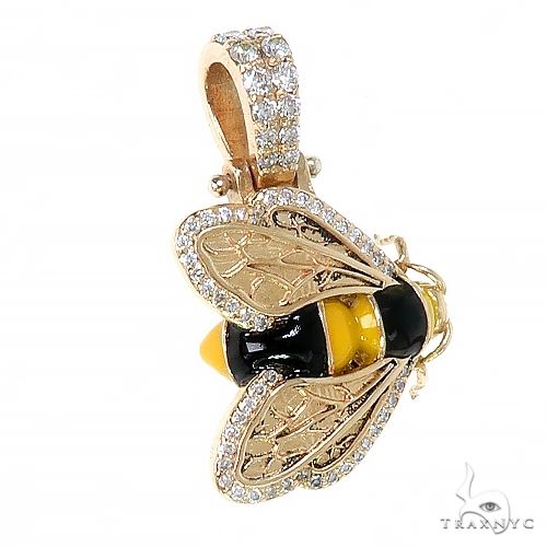 14K Gold Custom Made Bee Diamond Pendant, photo 2 of 6