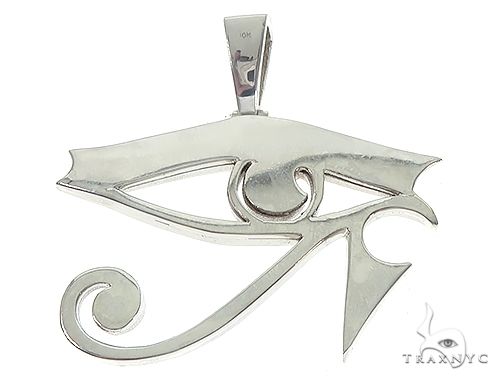 10K Gold Custom Made Bezel Diamond Eye of Horus Pendant Egyptian Evil Eye, photo 3 of 7