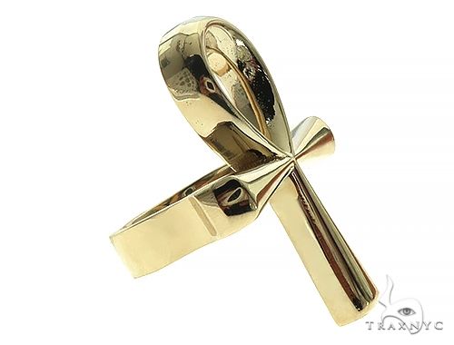 14K Gold Custom Made Big Heavy Ankh Ring, photo 3 of 7