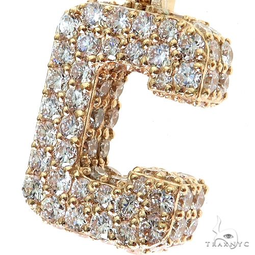 14K Gold Custom Made 'C' Initial Lab-Grown Diamond Pendant, photo 3 of 7