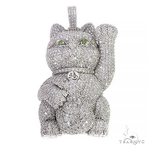 Custom Made Chinese Lucky Cat Diamond Pendant 66600 | TraxNYC