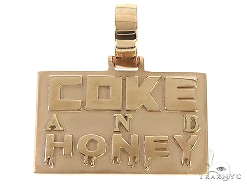 Custom two-tone coke and honey pendant, men's diamond pendant, front-facing view
