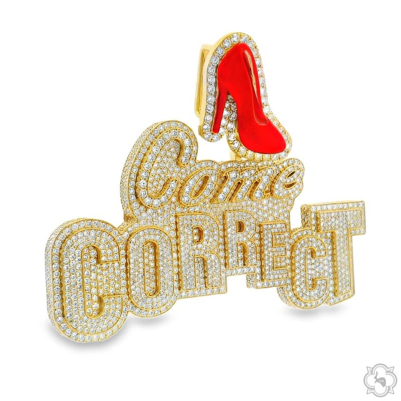 10K Gold Custom Made Come Correct Diamond Pendant, photo 2 of 9